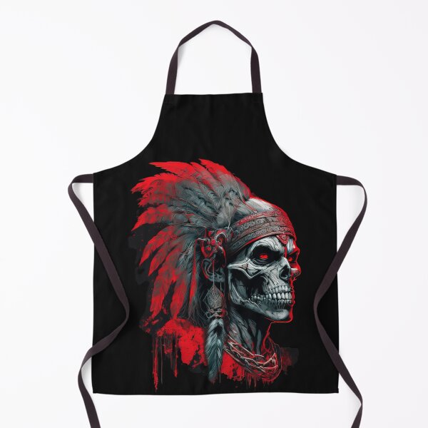 Item preview, Native American Apache Indian Skull Red Warrior Chief Apache with red eyes designed and sold by CoyoteStudio.