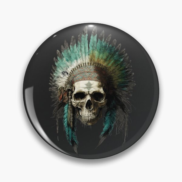 Item preview, Native American Apache Indian Skull Red Warrior Chief Apache Head designed and sold by CoyoteStudio.