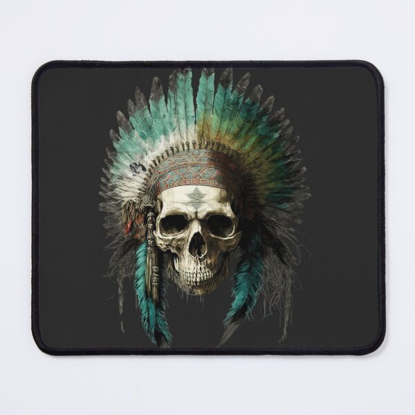 Item preview, Native American Apache Indian Skull Red Warrior Chief Apache Head designed and sold by CoyoteStudio.