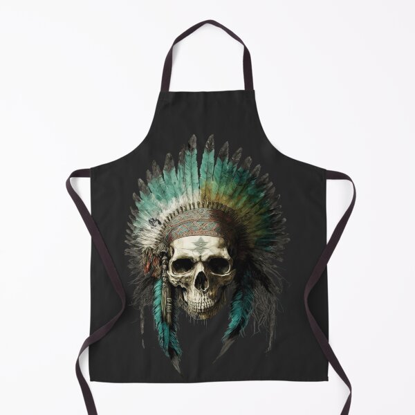 Item preview, Native American Apache Indian Skull Red Warrior Chief Apache Head designed and sold by CoyoteStudio.