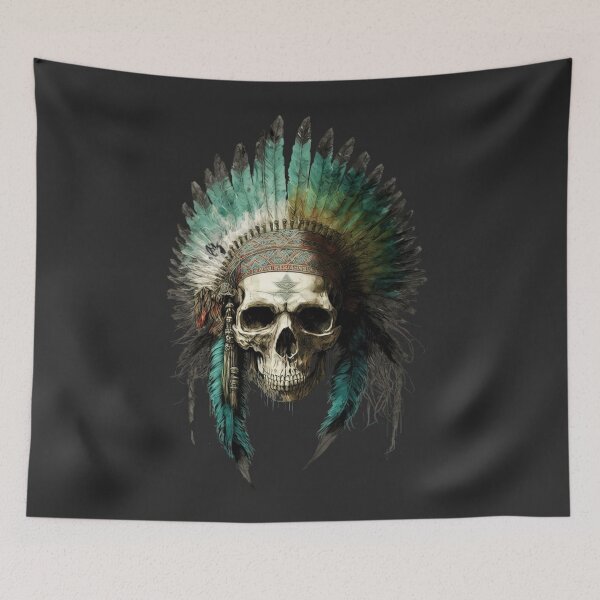 Item preview, Native American Apache Indian Skull Red Warrior Chief Apache Head designed and sold by CoyoteStudio.