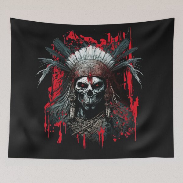 Item preview, Native American Apache Indian Skull Red Warrior Chief Apache Head designed and sold by CoyoteStudio.