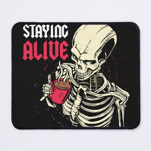 Item preview, Staying alive - Funny coffee skeleton designed and sold by ChrisFeil.