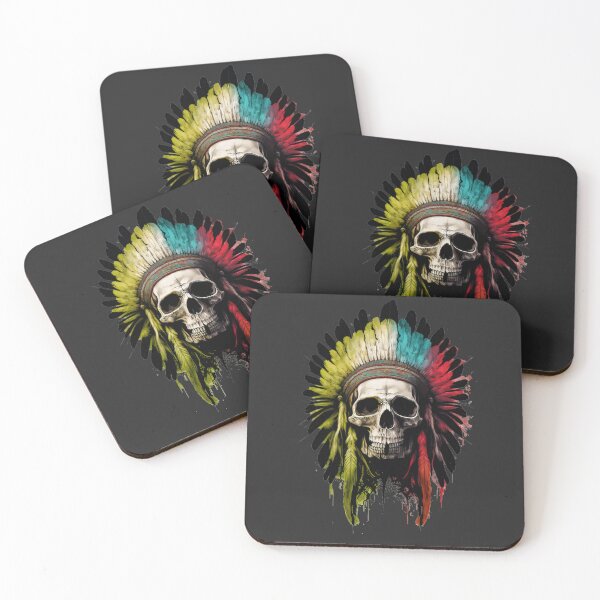 Item preview, Native American Apache Indian Skull Red Warrior Chief Apache Head designed and sold by CoyoteStudio.