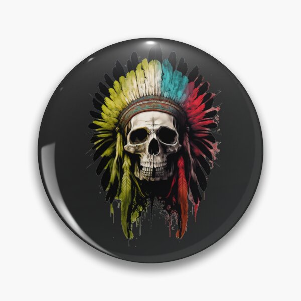 Item preview, Native American Apache Indian Skull Red Warrior Chief Apache Head designed and sold by CoyoteStudio.