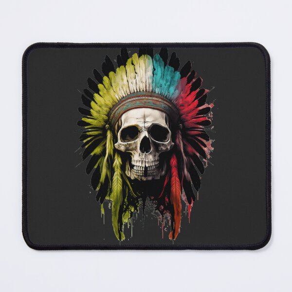 Item preview, Native American Apache Indian Skull Red Warrior Chief Apache Head designed and sold by CoyoteStudio.