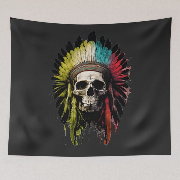 Item preview, Native American Apache Indian Skull Red Warrior Chief Apache Head designed and sold by CoyoteStudio.