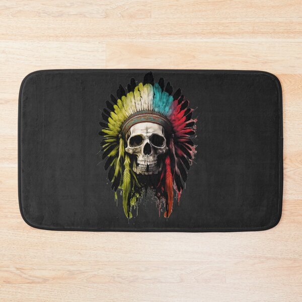 Item preview, Native American Apache Indian Skull Red Warrior Chief Apache Head designed and sold by CoyoteStudio.