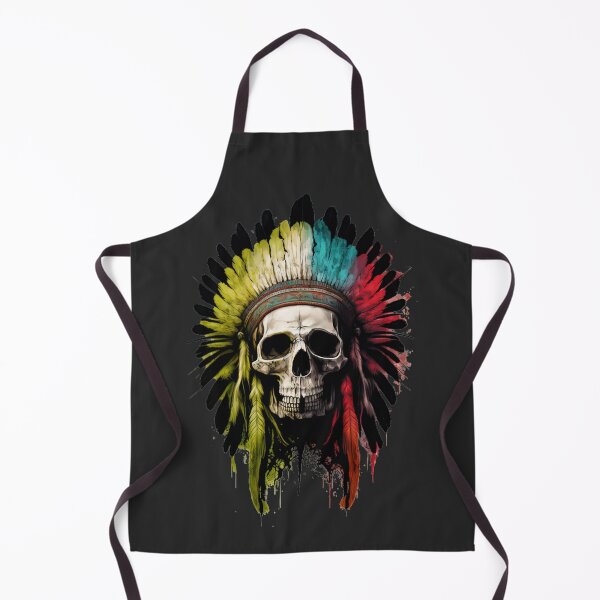 Item preview, Native American Apache Indian Skull Red Warrior Chief Apache Head designed and sold by CoyoteStudio.