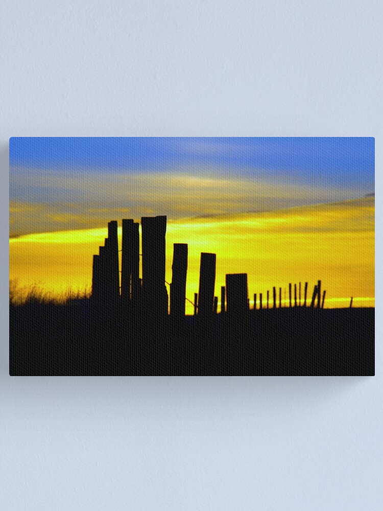 Thumbnail 2 of 3, Canvas Print, Fence Line Along US2 designed and sold by Jerry Walter.