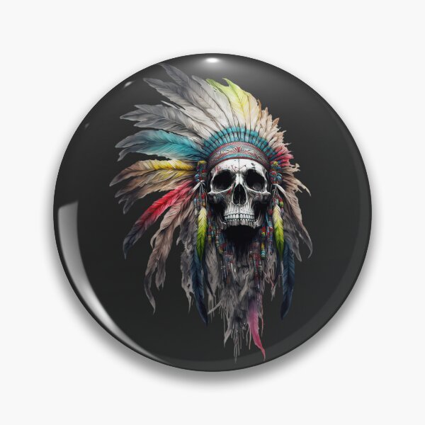 Item preview, Native American Apache Indian Skull Red Warrior Chief Apache Head designed and sold by CoyoteStudio.