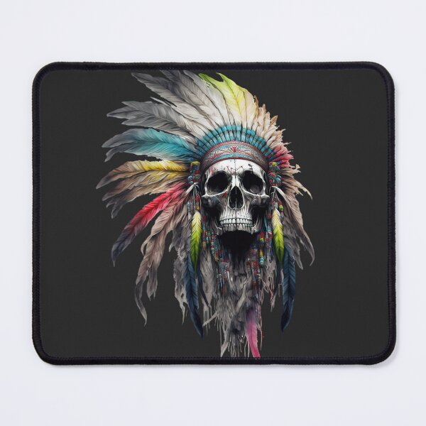 Item preview, Native American Apache Indian Skull Red Warrior Chief Apache Head designed and sold by CoyoteStudio.