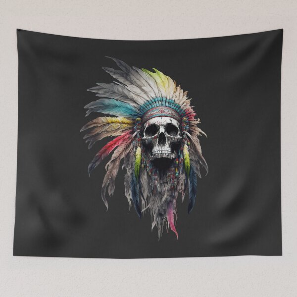 Item preview, Native American Apache Indian Skull Red Warrior Chief Apache Head designed and sold by CoyoteStudio.