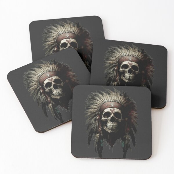 Item preview, Native American Apache Indian Skull Red Warrior Chief Apache Head designed and sold by CoyoteStudio.