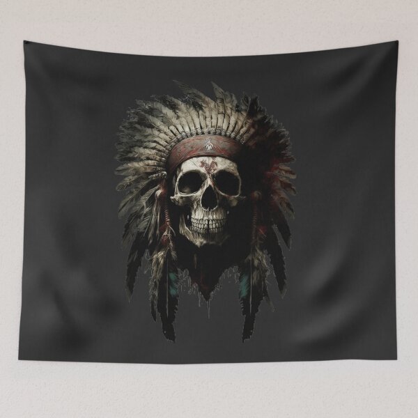 Item preview, Native American Apache Indian Skull Red Warrior Chief Apache Head designed and sold by CoyoteStudio.