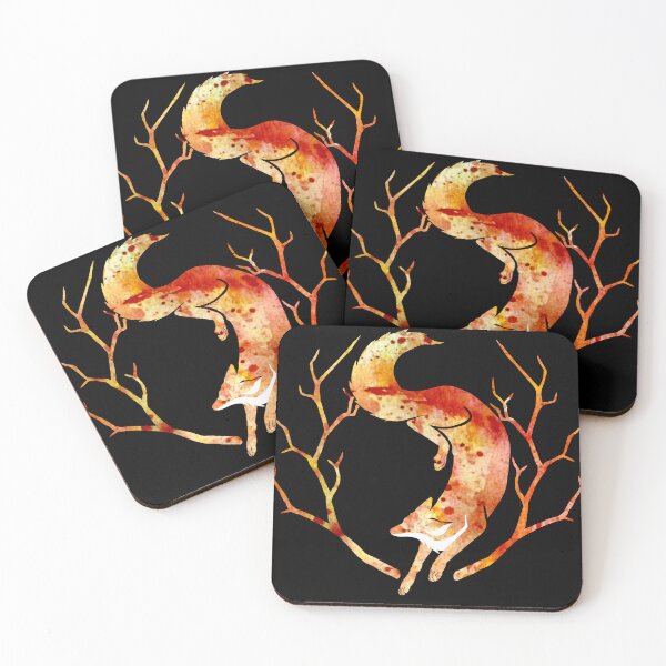 Item preview, Fox Jumping Through Branches watercolor designed and sold by Skadi-Designs.