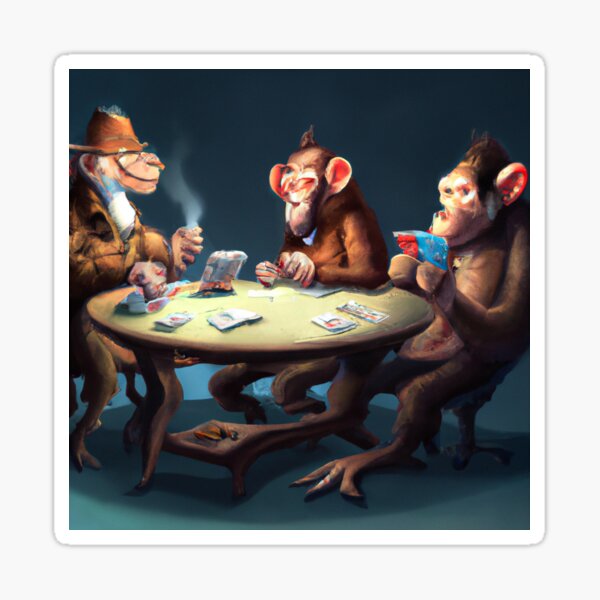 "Monkeys playing poker" Sticker for Sale by CelebrityLab Redbubble