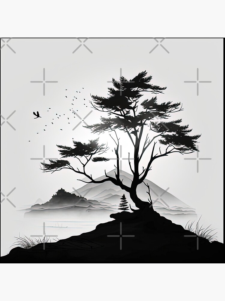 Grey Color Nature View Sketch Forest Wallpaper Murals, 43% OFF