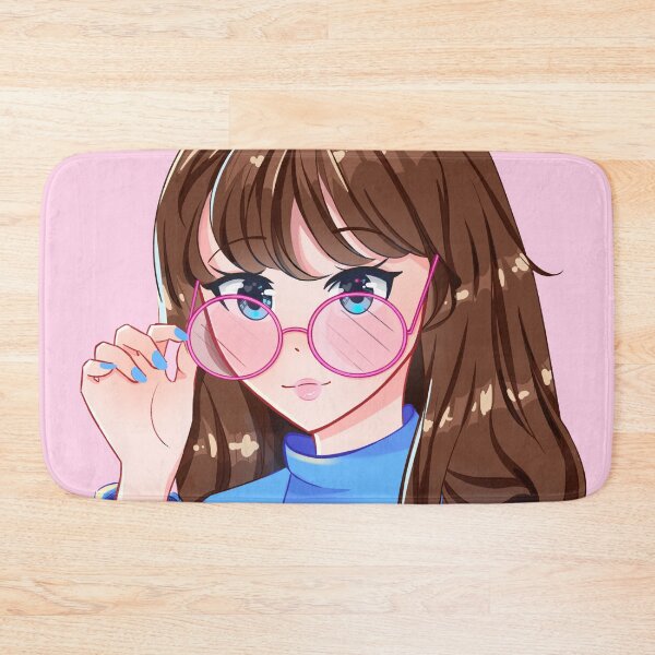 Item preview, Anime Girl with Blue Cat Sweater and Pink Glasses  designed and sold by MyStudioDesigns.
