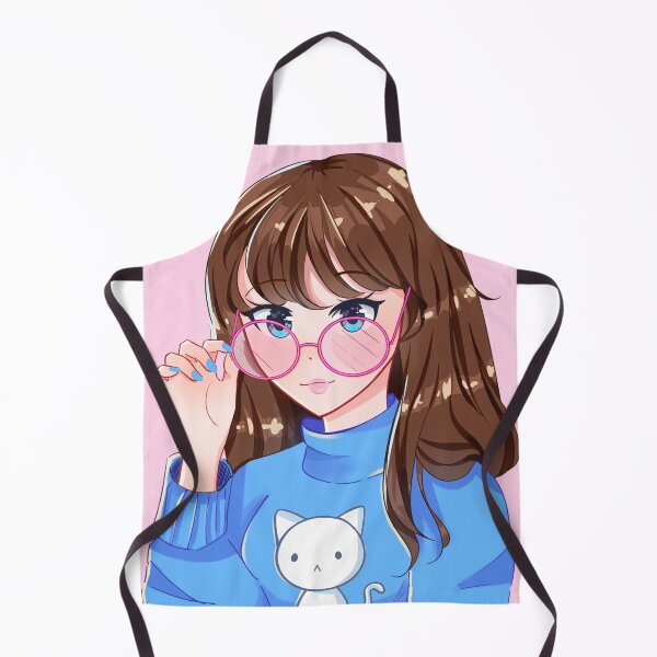 Item preview, Anime Girl with Blue Cat Sweater and Pink Glasses  designed and sold by MyStudioDesigns.