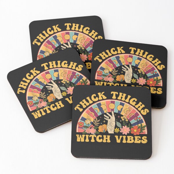 Item preview, Thick Thighs Witch Vibes Feminist Retro Rainbow Flower designed and sold by KinRow.