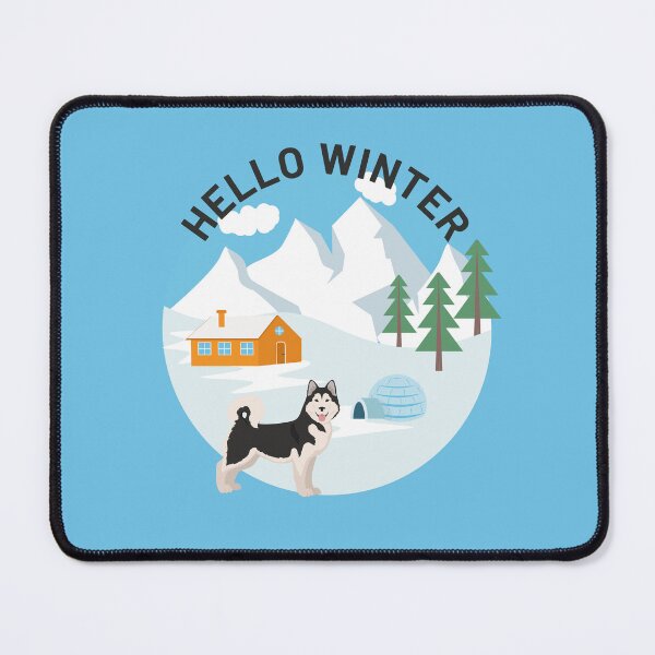 Item preview, Alaskan Malamute with Hello Winter Sign designed and sold by SeasonalDogs.