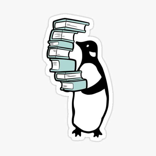 Aperçu de l'œuvre Pingouin tenant une pile de livres créée et vendue par indiebookster.