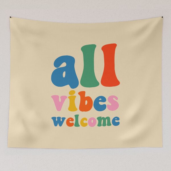 Item preview, All Vibes Welcome Colorful Retro Inclusivity Typography  designed and sold by kierkegaard.