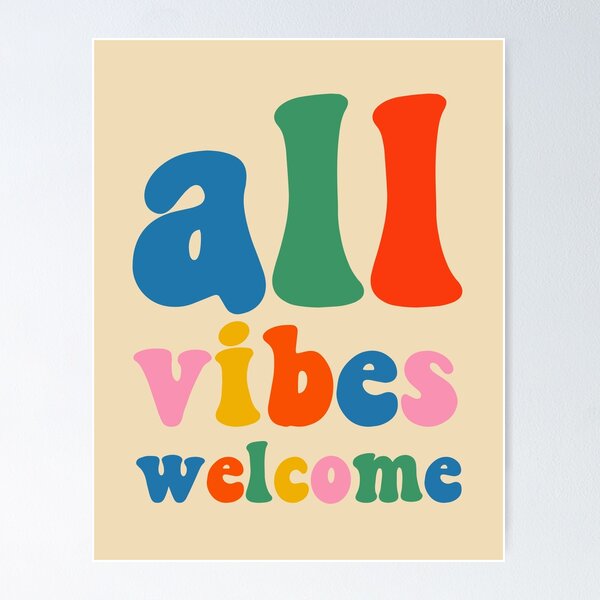 Item preview, All Vibes Welcome Colorful Retro Inclusivity Typography  designed and sold by kierkegaard.