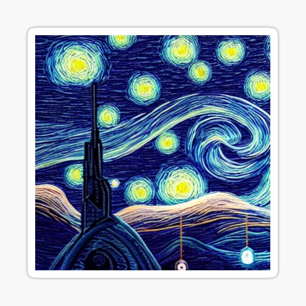 Artificial Intelligence Art Prints. Starry Night Sticker