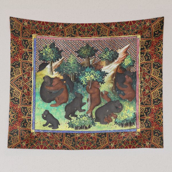 Item preview,  BOOK OF HUNTING ,BEARS IN WOODLAND GREENERY Medieval Miniature designed and sold by BulganLumini.