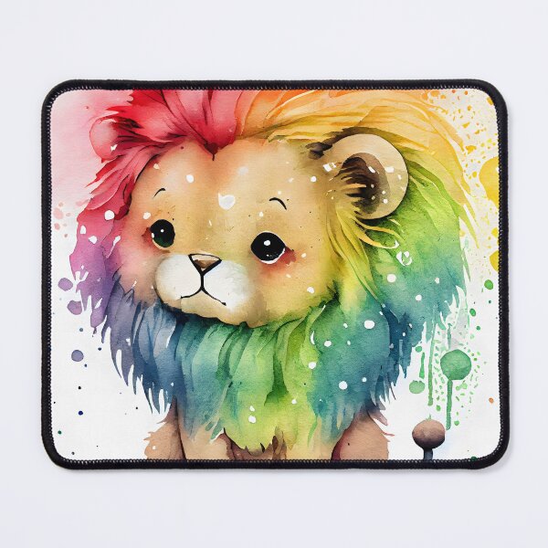 Item preview, Cute Magical Kawaii Lion Happy Pastel Rainbow Colors designed and sold by ClairesPatterns.