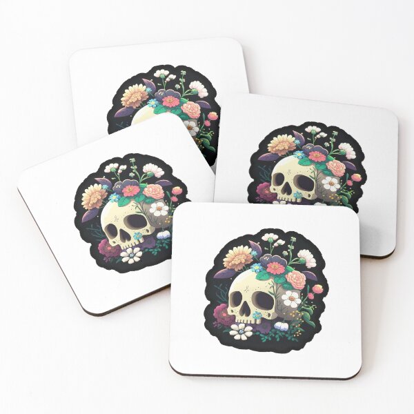 Item preview, Flower Skull, Cartoon Sticker designed and sold by SkullandKitten.