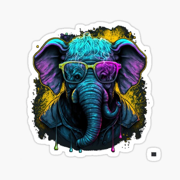 Éléphant malinois Retrowave avec lunettes Sticker