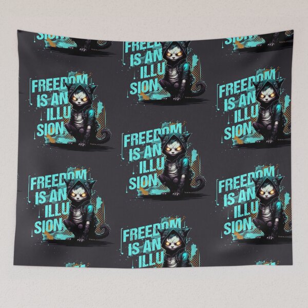 Item preview, Cyberspace Cat Freedom is an Illusion Dark Background designed and sold by Shaani.