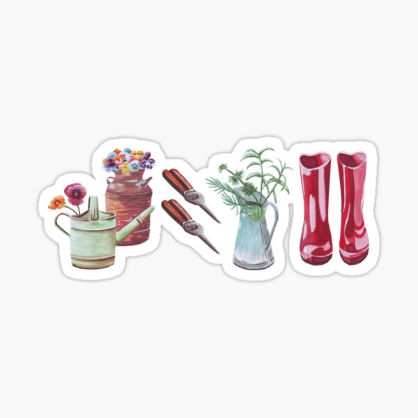 Gardening design with red garden boots Sticker
