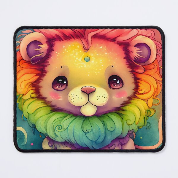 Item preview, Magical Kawaii Cute Lion Happy Pastel Rainbow Colors designed and sold by ClairesPatterns.