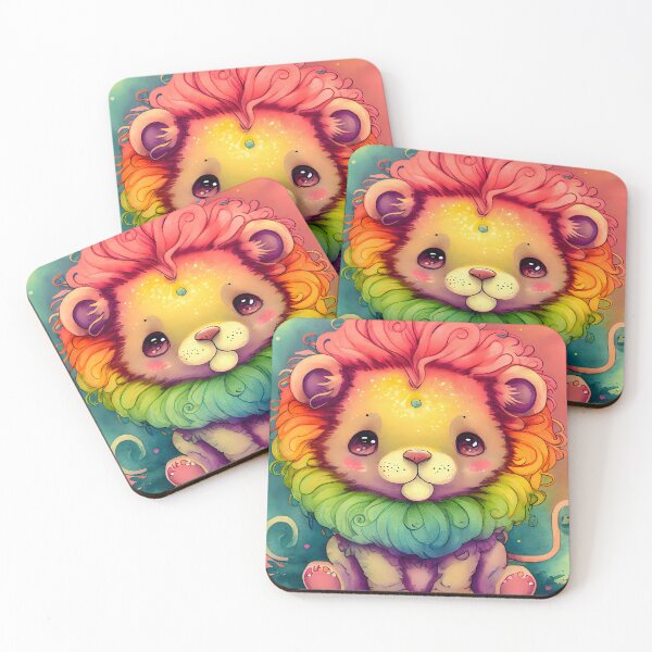 Item preview, Magical Kawaii Cute Lion Happy Pastel Rainbow Colors designed and sold by ClairesPatterns.