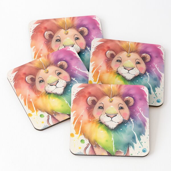 Item preview, Happy Magical Kawaii Cute Lion Bright Rainbow Colors designed and sold by ClairesPatterns.
