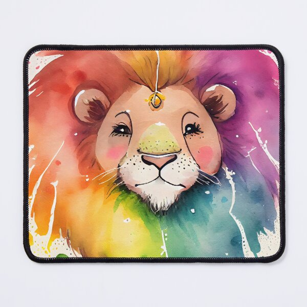 Item preview, Happy Magical Kawaii Cute Lion Bright Rainbow Colors designed and sold by ClairesPatterns.
