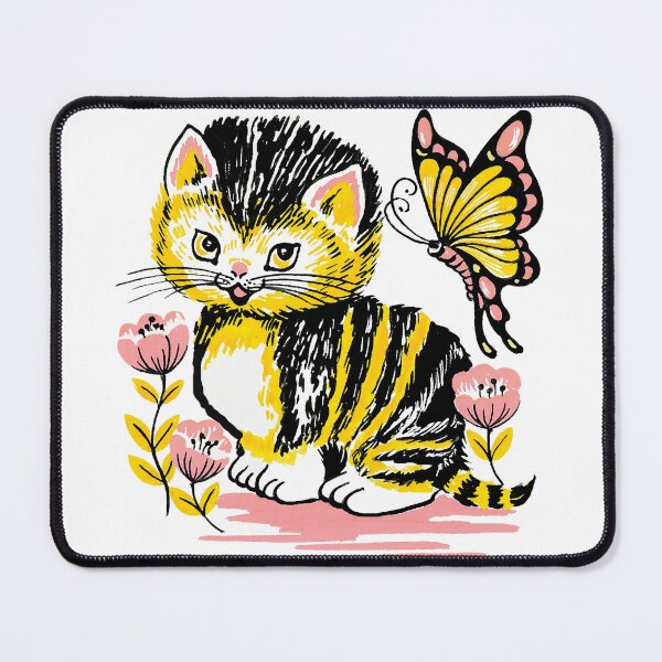 Item preview, Kitten with butterfly and flowers designed and sold by PET-SHIRTS.