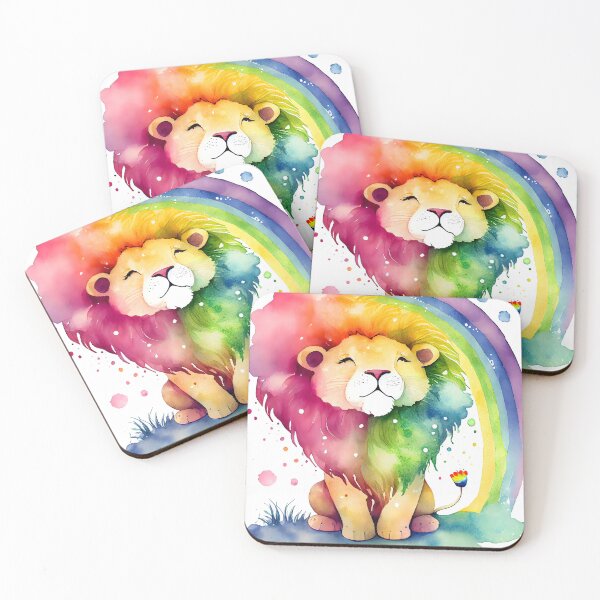 Item preview, Happy Magical Kawaii Cute Rainbow Lion Bright Colors designed and sold by ClairesPatterns.