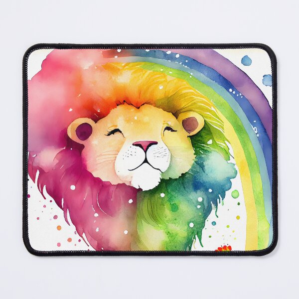Item preview, Happy Magical Kawaii Cute Rainbow Lion Bright Colors designed and sold by ClairesPatterns.