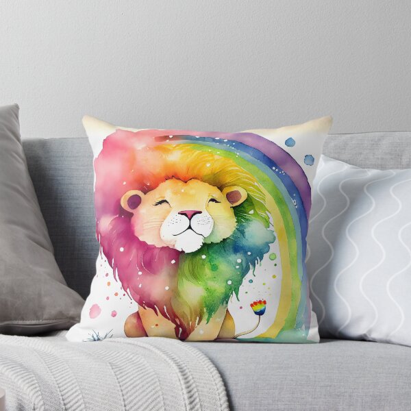 Item preview, Happy Magical Kawaii Cute Rainbow Lion Bright Colors designed and sold by ClairesPatterns.