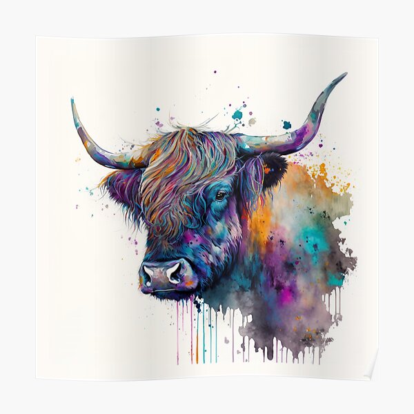 Calf Watercolour Jersey Cow Picture Nursery Art Farmyard 