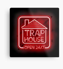 Welcome to the Trap House - red neon 247 - all day / all night Metal Print