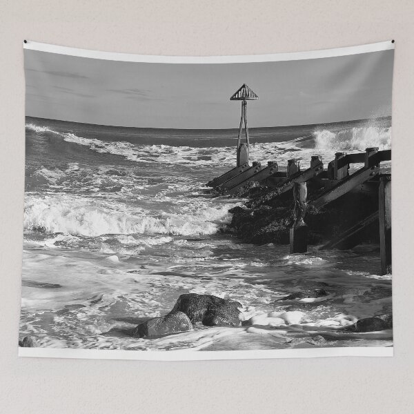 Item preview, Choppy sea and weathered groyne designed and sold by Violaman.