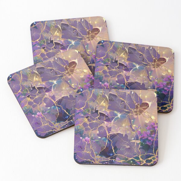 Item preview, Japanese Garden: Butterflies and Flowers. Kintsugi Pattern designed and sold by CatCoconut-Art.