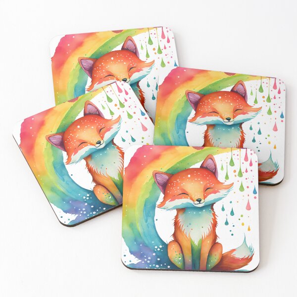 Item preview, Happy Magical Kawaii Cute Rainbow Fox Bright Colors designed and sold by ClairesPatterns.
