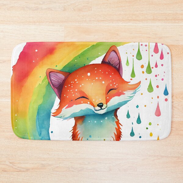 Item preview, Happy Magical Kawaii Cute Rainbow Fox Bright Colors designed and sold by ClairesPatterns.